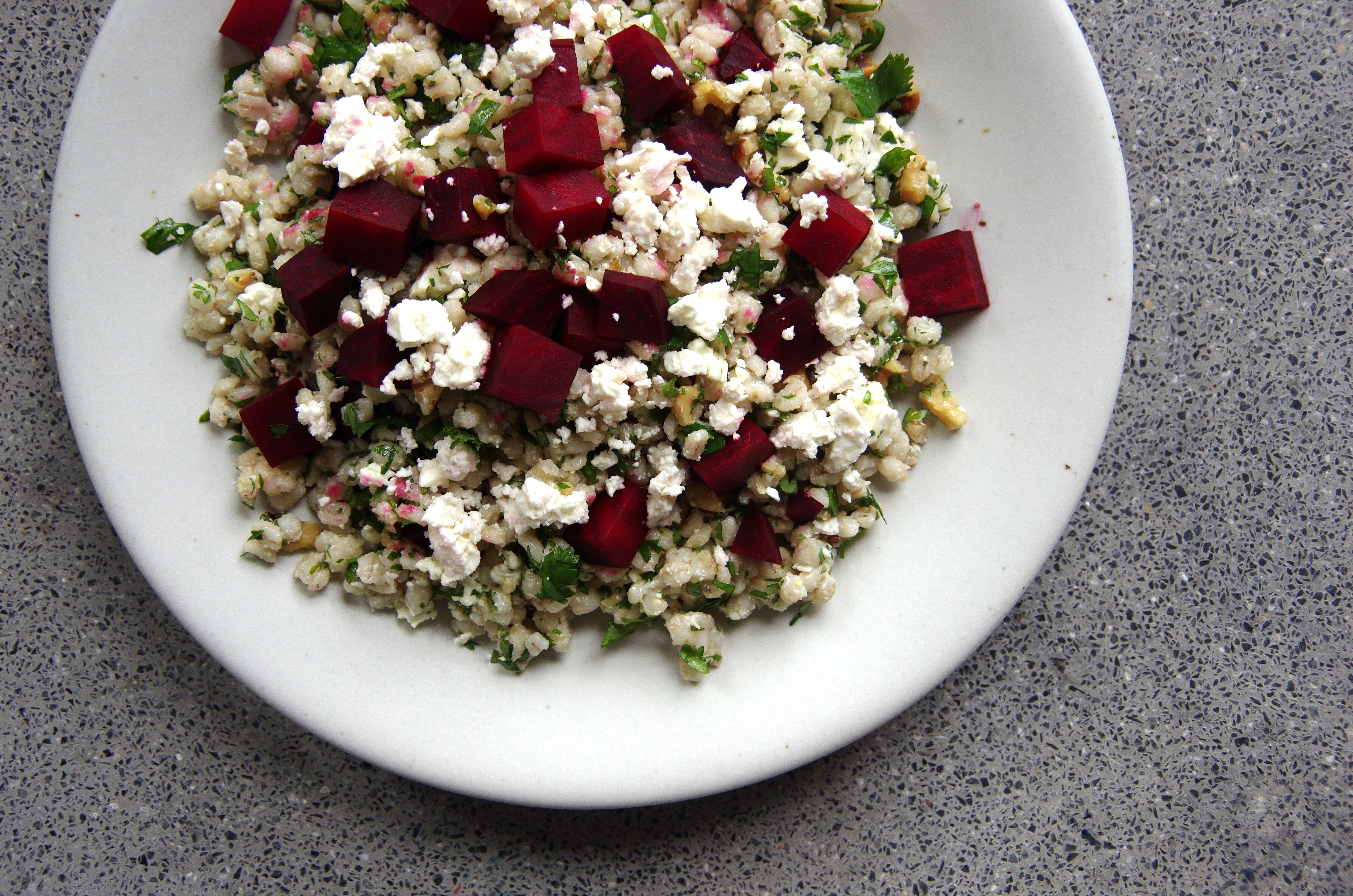 Warm Roasted Beet and Barley Salad in a Maple Mustard Dressing | Witchin' in the Kitchen